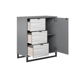 Maddock 1 Door 3 Drawer Accent Cabinet With Faux Wave Pattern Graphite - Room & Joy -Baxton Studio Shop GUEST cfea3162 f1d4 49c6 a817 525524e22c53