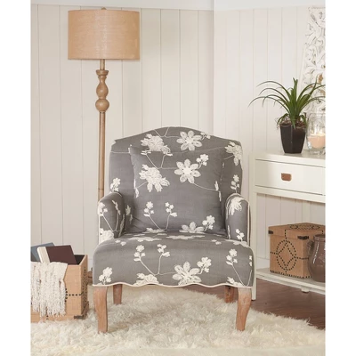 Floral Upholstered Armchair - Gray - Linon 6 Floral Upholstered Armchair - Gray - Linon - Image 6