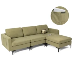 Costway Modular L-shaped 3 Seat Sectional Sofa W/ Reversible Chaise & 2 USB Ports 22 Costway Modular L-shaped 3 Seat Sectional Sofa W/ Reversible Chaise & 2 USB Ports -Baxton Studio Shop GUEST d03d90ff 8bb8 4248 b210 7f693cc64361