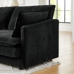 Modern L-Shaped Sectional Sofa With Ottoman, Oversized 4-Seater Couch With Towel Fabric Upholstery For Living Room, Gray/Green/Black - ModernLuxe 17 Modern L-Shaped Sectional Sofa With Ottoman, Oversized 4-Seater Couch With Towel Fabric Upholstery For Living Room, Gray/Green/Black - ModernLuxe -Baxton Studio Shop GUEST d0447ad0 f459 4b54 9369 a6dde1161af8