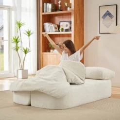 Aukfa 74.8" Convertible Sleeper Sofa Bed, 2-in-1 Folding Futon With Cushion Blanket Comfy Foam Compression Sofas Couches,Beige -Baxton Studio Shop GUEST d05447cf 47d6 4711 93af dcbd2bab6404