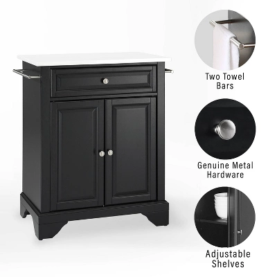 Lafayette Stone Top Portable Kitchen Island/Cart Black/White - Crosley 5 Lafayette Stone Top Portable Kitchen Island/Cart Black/White - Crosley - Image 5
