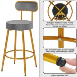Yaheetech Velvet Ergonomic Bar Stools With Backrest And Footrest Set Of 2 -Baxton Studio Shop GUEST d0b1cceb 1898 4461 a573 cdf8c149645a