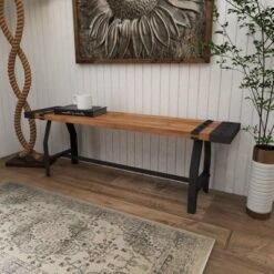 Industrial Metal And Brown Wood Bench Brown - Olivia & May -Baxton Studio Shop GUEST d0d3457a c64c 4824 b09b e2cab1814c57