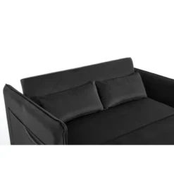 55" 3-in-1 Convertible Velvet Loveseat Sofa Bed With Adjustable Backrest, 2 Pillows, Side Storage Pocket, Space-Saving Design, Ideal For Living Room -Baxton Studio Shop GUEST d0d7f72a b409 457b aaa3 f0e9ea213abd