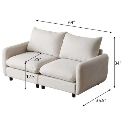 Christopher Knight Home Acker Modern 69" Upholstered Sectional Sofa With Cushions, White 2 Christopher Knight Home Acker Modern 69" Upholstered Sectional Sofa With Cushions, White - Image 2