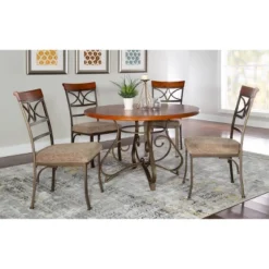Carter Round Dining Table Metal/Cherry - Powell Company -Baxton Studio Shop GUEST d1192304 83b1 4704 a69a 8c9a4c50bcf0