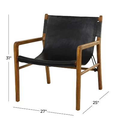 Contemporary Modern Genuine Leather Lounge Sling Chair - Olivia & May 3 Contemporary Modern Genuine Leather Lounge Sling Chair - Olivia & May - Image 3