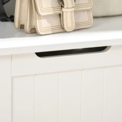 HOMCOM 3-In-1 Entryway Hall Tree With Storage Bench, Coat Rack With Four Hooks And Shoe Storage, White -Baxton Studio Shop GUEST d1428af7 856f 45aa 98fe a54273c8fca8