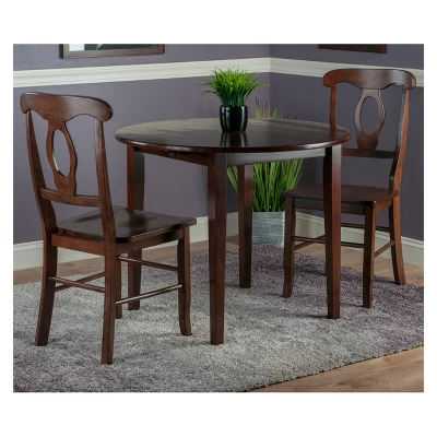 3pc Clayton Drop Leaf Dining Sets With 2 Keyhole Back Chairs Walnut - Winsome 2 3pc Clayton Drop Leaf Dining Sets With 2 Keyhole Back Chairs Walnut - Winsome - Image 2