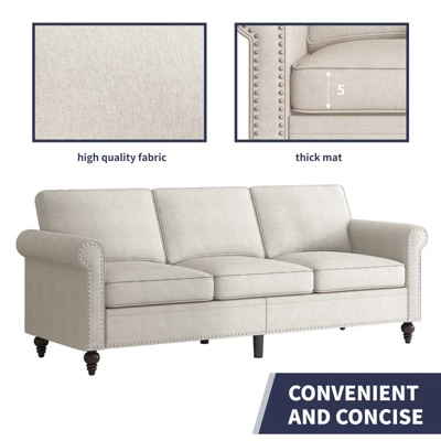 Mjkone 3 Piece Linen Living Room Sofa Set,Modern 3-Seater Sofa Couch&Loveseat Sofa&Single Sofa Armchair Set 5 Mjkone 3 Piece Linen Living Room Sofa Set,Modern 3-Seater Sofa Couch&Loveseat Sofa&Single Sofa Armchair Set - Image 5