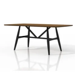 7pc Bernst Mid-Century Modern Dining Table Set Antique Oak/Black/Gray - MiBasics -Baxton Studio Shop GUEST d1c30730 8f7f 4408 b78c 854d47c98779