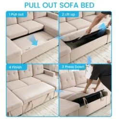 Mjkone W98" 4-Seater Modular Sleeper Sofa Bed With Storage Chaise,U-shaped Sofa With Pull-out Bed 20 Mjkone W98" 4-Seater Modular Sleeper Sofa Bed With Storage Chaise,U-shaped Sofa With Pull-out Bed -Baxton Studio Shop GUEST d2082a06 0700 4ad0 aa13 529e48dc8501