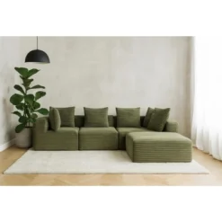 CAVINAS Comfy Corduroy Sofa With 4 Seaters,Magic Cube Sofa With Modular Configuration,U Shape Sectional Sofa For Living Room Furniture -Baxton Studio Shop GUEST d268b33d a615 45de a4aa 1dfdb0dcba3e