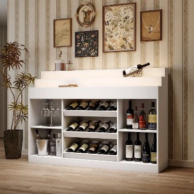 FUFU&GAGA White Home Bar Cabinet,LED Wine Rack With Storage,Liquor Cabinet With Tiered Display, For Living Room & Minimalist Interiors 15 FUFU&GAGA White Home Bar Cabinet,LED Wine Rack With Storage,Liquor Cabinet With Tiered Display, For Living Room & Minimalist Interiors - Image 15