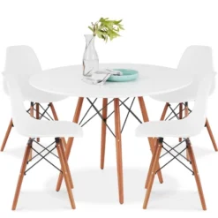 Best Choice Products 5-Piece Compact Mid-Century Modern Dining Set W/ 4 Chairs, Wooden Legs, Plastic Seats -Baxton Studio Shop GUEST d28bd91e 5f2b 4e51 8501 7774624b9a6c