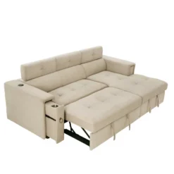 Racxily 96" Multi-Functional Pull-Out Sofa Bed L-Shape Sectional Sofa With Adjustable Headrest, Wireless Charging, Cup Holders And Hidden Storage 25 Racxily 96" Multi-Functional Pull-Out Sofa Bed L-Shape Sectional Sofa With Adjustable Headrest, Wireless Charging, Cup Holders And Hidden Storage -Baxton Studio Shop GUEST d2c4ce1c 968b 45e2 a5ce d62caa430ceb