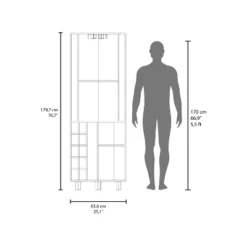 Gulches 10 Bottle Wine Cabinet With Single Door Storage,2 Superior Shelves Compact Corner Design, Natural Oak And Black Finish,Ready To Assemble -Baxton Studio Shop GUEST d2d541ce 326f 48e5 ac06 bb6ae4e5151a