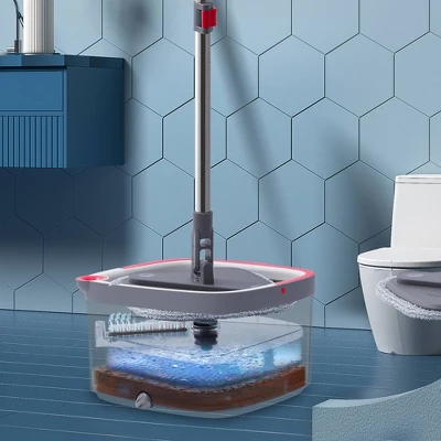 True & Tidy TrueClean Spin Mop & Bucket System With Silicone Sweeper 1 True & Tidy TrueClean Spin Mop & Bucket System With Silicone Sweeper