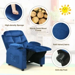Costway Kids Youth Recliner Chair Velvet Fabric W/Cup Holder & Side Pocket Blue/Pink 20 Costway Kids Youth Recliner Chair Velvet Fabric W/Cup Holder & Side Pocket Blue/Pink -Baxton Studio Shop GUEST d2f850bc 0e78 4f8b bbb5 e59d03619cb1