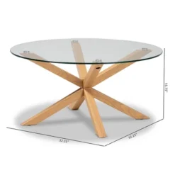 Lida Glass And Wood Finished Coffee Table Clear/Natural - Baxton Studio: Mid-Century Modern, 4 Point Leg Frame -Baxton Studio Shop GUEST d2fdfff8 12b6 471a 9a35 52884780b70e