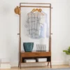 YIYIBYUS Bamboo Garment Rack, Freestanding Closet Organizers, Coat Rack With Drawer