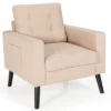 Costway Set Of 2 Accent Armchairs Upholstered Single Sofa Chairs W/ 2-Side Pockets