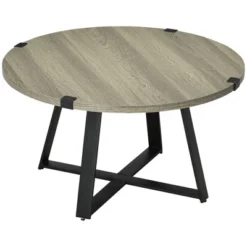 HOMCOM Round Coffee Table, Accent Center Table Steel Legs Living Room Furniture, Wooden Coffee Table, Light Gray 7 HOMCOM Round Coffee Table, Accent Center Table Steel Legs Living Room Furniture, Wooden Coffee Table, Light Gray -Baxton Studio Shop GUEST d36e35be 1dfb 4ac1 9cea 2e61d241e351