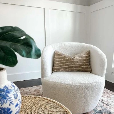 Bella Swivel Barrel Chair,2 Size Soft Touch Upholstered White Teddy Swivel Chair, Armrest 360° Swivel Nursery Chair-Maison Boucle 9 Bella Swivel Barrel Chair,2 Size Soft Touch Upholstered White Teddy Swivel Chair, Armrest 360° Swivel Nursery Chair-Maison Boucle - Image 9