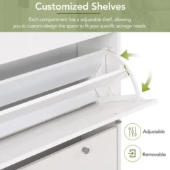 Narrow Design Shoe Cabinet With 3 Flip Drawers, 3 Hooks And Adjustable Panels - ModernLuxe -Baxton Studio Shop GUEST d3b5b620 121d 4595 847b 4e4665f9f137