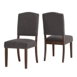 Set Of 2 Iverson Nailhead Trim Brown Finish Linen Side Chairs - Inspire Q 17 Set Of 2 Iverson Nailhead Trim Brown Finish Linen Side Chairs - Inspire Q -Baxton Studio Shop GUEST d3eb8ebb b113 41e7 b277 dfaf68c42015