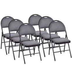 Costway Set Of 6 Folding Chairs Fabric Upholstered Padded Seat Metal Frame Home Office -Baxton Studio Shop GUEST d3ec98eb 3add 40b0 9688 f8a01d80f390