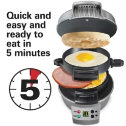 Hamilton Beach Breakfast Sandwich Maker With Timer - Dark Gray - 25478: Nonstick, Cool Touch Handle, 600W, Dishwasher-Safe -Baxton Studio Shop GUEST d3fc97cd fa8d 401e 93d1 be142226a64d