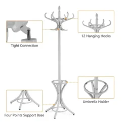 Costway Wood Standing Hat Coat Rack Jacket Bag Hanger Tree W/12 Hooks & Umbrella Stand 17 Costway Wood Standing Hat Coat Rack Jacket Bag Hanger Tree W/12 Hooks & Umbrella Stand -Baxton Studio Shop GUEST d430921b aa99 4925 ab01 99f792d3c987