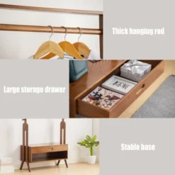YIYIBYUS Bamboo Garment Rack, Freestanding Closet Organizers, Coat Rack With Drawer -Baxton Studio Shop GUEST d46b83a0 ced4 4930 80b9 9d701acff49c