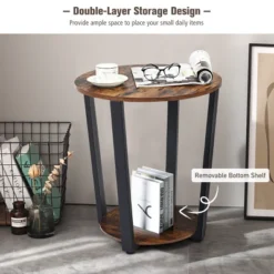 Costway Industrial End Table Metal Frame W/ Storage Shelf -Baxton Studio Shop GUEST d46d751b 0c0f 4b90 8ac9 bd4f8fc735ca