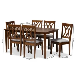 7pc Augustine Fabric Upholstered Dining Set Gray/Walnut Brown - Baxton Studio -Baxton Studio Shop GUEST d4701991 a4bc 45b6 8187 dbbb56282063