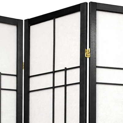 6 Ft. Tall Eudes Shoji Screen - Black (4 Panels) 1 6 Ft. Tall Eudes Shoji Screen - Black (4 Panels)