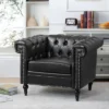 Upholstered 3 Seat/1 Seat Sofa Couches With Nailhead Accents, Scrolled Armrests, And Turned Legs-ModernLuxe