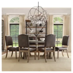 Set Of 2 Cobble Hill Nailhead Accent Dining Chair Wood Marbled Chocolate - Inspire Q: Rubberwood Frame, Bonded Leather -Baxton Studio Shop GUEST d4bfafd1 30f5 4355 8c14 830dad5e9a40