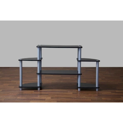 Orbit And Silver 3 Tier TV Stand For TVs Up To 40" Black/Silver - Baxton Studio 2 Orbit And Silver 3 Tier TV Stand For TVs Up To 40" Black/Silver - Baxton Studio - Image 2