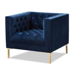 Zanetta Luxe And Glamour Velvet Upholstered Gold Finished Lounge Chair - Baxton Studio -Baxton Studio Shop GUEST d5184615 0baf 4c69 aa68 e09e68e38874