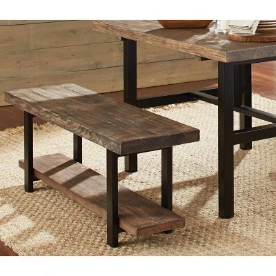 48" Pomona Solid Wood And Metal Entryway Bench Brown - Alaterre Furniture 5 48" Pomona Solid Wood And Metal Entryway Bench Brown - Alaterre Furniture - Image 5