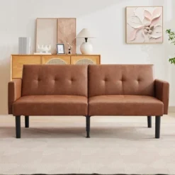 Futon Sofa Bed, Compact Loveseat, Modern Mid-Century Sleeper Sofa, Convertible Couch, Living Room Couches -Baxton Studio Shop GUEST d549afc2 1284 4447 bf28 337fe1b5d086