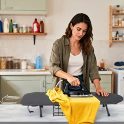 Tabletop Ironing Board With Iron Rest, Portable Foldable Mini Ironing Board With Storage Basket, Heat Resistant Cover & Pad, Space Saving Design