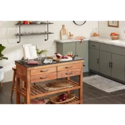 Coastal Wood Kitchen Cart Brown - Olivia & May -Baxton Studio Shop GUEST d5728914 de20 4d98 ab67 a018a3ae4ef7