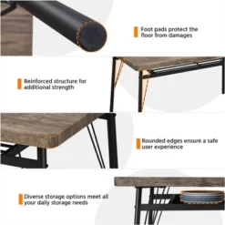 Yaheetech Farmhouse Space-Saving 6 Piece Dining Table Set With 2 Storage Racks For Kitchen -Baxton Studio Shop GUEST d5750d2f 42e4 4214 81b0 fa6c1cda000d