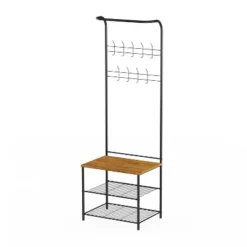 Hastings Home Entryway Bench With Coat Rack, Seat, Hooks, And Shoe Storage, Black -Baxton Studio Shop GUEST d57b9454 4b52 4f9e 834b 5721aa8bfc3f