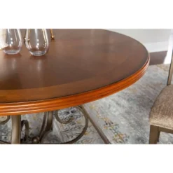 5pc Carter Swivel Dining Set Metal/Tan/Cherry - Powell Company -Baxton Studio Shop GUEST d57ce69e ceab 43ba 96f8 98b01483d7a1