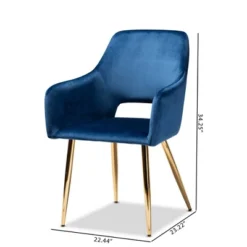 Set Of 2 Germaine Velvet Upholstered Metal Dining Chairs Navy Blue/Gold - Baxton Studio: Mid-Century Modern, Arm Style: Polyester, Spot Clean 13 Set Of 2 Germaine Velvet Upholstered Metal Dining Chairs Navy Blue/Gold - Baxton Studio: Mid-Century Modern, Arm Style: Polyester, Spot Clean -Baxton Studio Shop GUEST d5878c4a 6a58 4616 b763 ebf6acf7cbaf